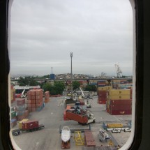 View from our cabin window: The port of Rio